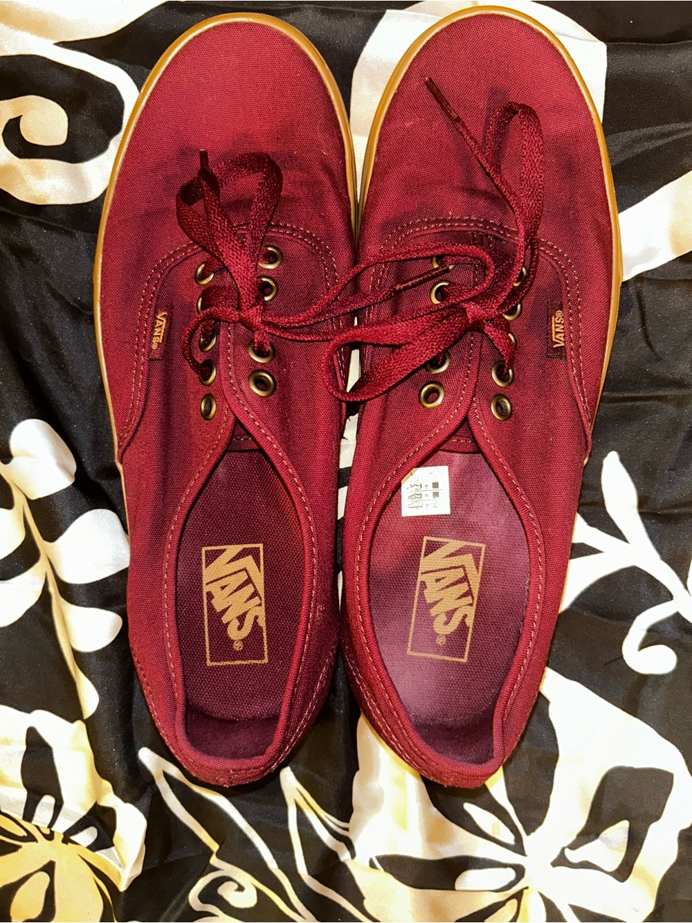 Maroon VANs with Gum Sole